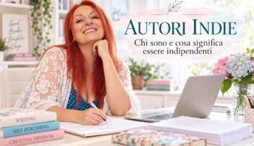 Autrice indipendente al lavoro alla scrivania per un articolo dedicato agli autori indie